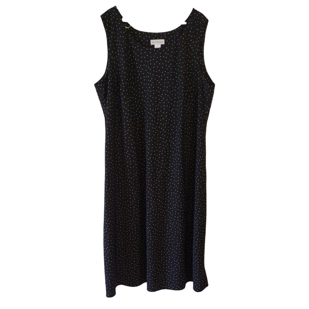 Anna Maxwell Dress Navy Blue Green Polka Dot Sleeveless Womens 26W